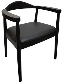 Καρέκλα - Πολυθρόνα Joube rubberwood σε μαύρο με μαύρο pu μαξιλάρι 59x48x73εκ 2αδα 59x48x73 εκ.