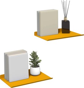 vidaXL Πλωτό ράφι 2 pcs Χαμομηλί κίτρινο 30 x 18 x 2,5 εκ Ατσάλι