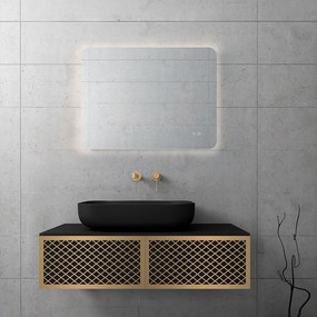 Κρεμαστό Έπιπλο Μπάνιου 100x45x25cm για Επικαθήμενο Νιπτήρα Μαύρο/Χρυσό Προφίλ Orabella Wire 100 F70183-70186