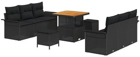 vidaXL Σετ Καναπέ Κήπου με μαξιλάρι 9 pcs Μαύρο 80 x 80 x 71 cm