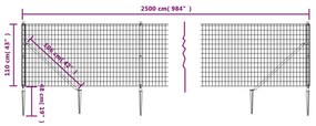 vidaXL Συρματόπλεγμα Περίφραξης Πράσινο 1,1 x 25 μ. με Καρφωτές Βάσεις