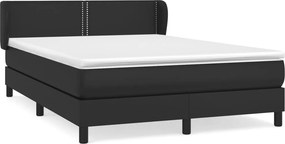 vidaXL Κρεβάτι Boxspring με Στρώμα Μαύρο 140x190εκ.από Συνθετικό Δέρμα