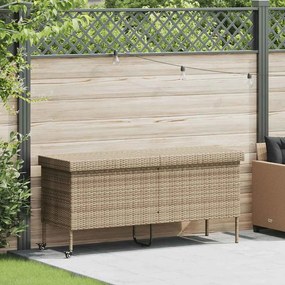vidaXL Κουτί Αποθήκευσης Κήπου με Ρόδες 160x55x75 εκ. Συνθετικό Ρατάν