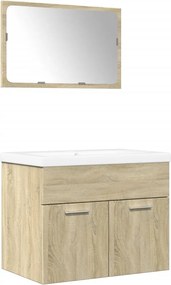 vidaXL Σετ Επίπλων Μπάνιου 3 Τεμαχίων Sonoma Δρυς Επεξεργασμένο Ξύλο