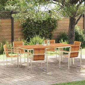 vidaXL Σέτ φαγητού για κήπο 7 pcs Σταθερό Ξύλο Ακακίας