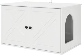 vidaXL Σπίτι Γάτας Λαμπερό Λευκό 85 x 55 x 50 εκ. Επεξεργασμένο ξύλο