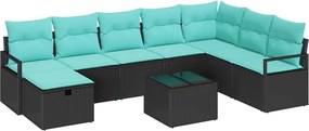 vidaXL Σετ Καναπέ με μαξιλάρι 9 pcs Μαύρο συνθετικό ρατάν