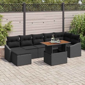 vidaXL Σέτ φαγητού για κήπο με μαξιλάρι 8 pcs Μαύρο, Καφέ