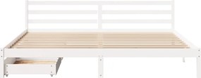 vidaXL Σκελετός Κρεβ. Χωρίς Στρώμα Λευκό 200x200 εκ Μασίφ Πεύκο
