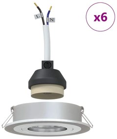 vidaXL Spotlights με προβολείς 6 pcs Ασημί 9 x 9 x cm Αλουμίνιο