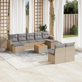 vidaXL Patio Sofa Set 9-θέσια Μικτό μπεζ