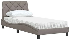 vidaXL Κρεβάτι με Στρώμα Taupe 80x200 εκ. Υφασμάτινο