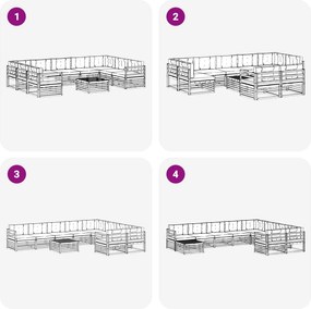 vidaXL Σειρά Καναπέ Εξωτερικού 10 pcs Λευκό και Κρεμ Πολυεστέρας