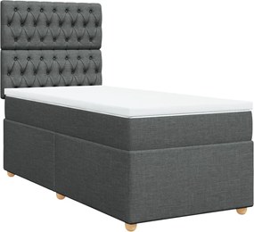 vidaXL Κρεβάτι Boxspring με Στρώμα Σκούρο Γκρι 80x200 εκ. Υφασμάτινο