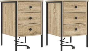 vidaXL Κομοδίνο 2 pcs Δρύς Sonoma 42 x 41 x 61 εκ Επεξεργασμένο ξύλο