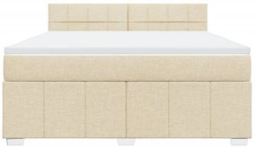 vidaXL Κρεβάτι Boxspring με Στρώμα Κρεμ 180x200 εκ. Υφασμάτινο