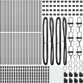 vidaXL Ενσωματωμένος Πόλος Φράχτη 52 pcs Γκρι
