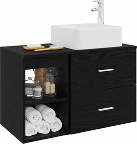vidaXL Σετ Επίπλων Μπάνιου 2 pcs Μαύρη Δρυς Επεξεργασμένο Ξύλο