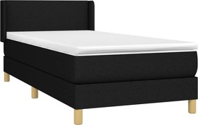 vidaXL Κρεβάτι Boxspring με Στρώμα Μαύρο 90x200 εκ. Υφασμάτινο