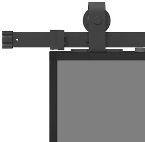 vidaXL Συρόμενη πόρτα με σετ υλικού Μαύρο 76x205 cm γυαλί μετριασμένο