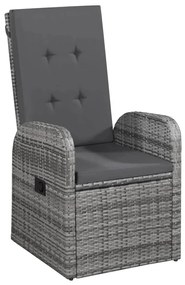 vidaXL Σετ Τραπεζαρίας Κήπου 7 τεμ. Γκρι με Μαξιλάρια