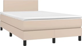 vidaXL Κρεβάτι Boxspring Στρώμα&amp;LED Καπουτσίνο 120x190 εκ. Συνθ. Δέρμα
