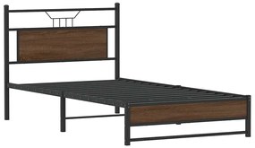 vidaXL Πλαίσιο Κρεβατιού Καφέ Δρυς 100x200 εκ. Επεξεργασμένο Ξύλο