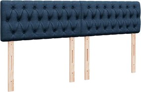 vidaXL Κρεβάτι Boxspring με Στρώμα Μπλε 200x200 εκ. Υφασμάτινο