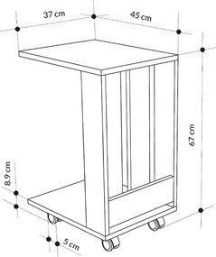 Τραπεζάκι βοηθητικό Edi Megapap χρώμα sapphire oak 37x45x60εκ.