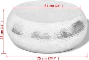 vidaXL Τραπεζάκι Σαλονιού Hammered Ασημί από Αλουμίνιο