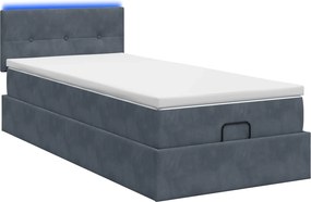 vidaXL Κρεβάτι Ottoman με Στρώμα και LED Σκούρο Γκρι 100 x 200 cm