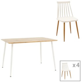 Intrahome Τραπεζαρία Aurora-Cuba Intrahome σετ 5τεμ pp-mdf σε λευκή-sonoma απόχρωση120x80x75εκ | SKU: INTRAPA-311112116