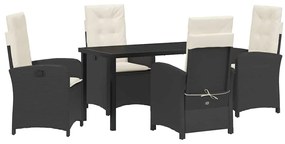 vidaXL Σέτ φαγητού για κήπο 5 pcs Μαύρο συνθετικό ρατάν