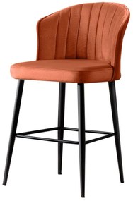 Σκαμπό Μπαρ Rubi (Σετ 4Τμχ) 107BCK1121 52x42x97cm Terracotta-Black Metal, Fabric