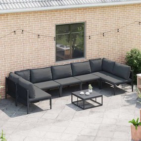 vidaXL Σετ Καναπέ Κήπου με μαξιλάρι 7 pcs Μαύρο Ατσάλι