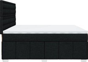 vidaXL Κρεβάτι Boxspring με Στρώμα Μαύρο 200x200 εκ. Υφασμάτινο