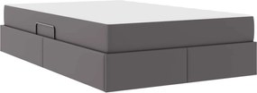 vidaXL Κρεβάτι με αποθηκευτικό χώρο και στρώμα 2 pcs Γκρι Δέρμα