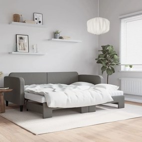 Καναπές Κρεβάτι Συρόμενος Σκούρο γκρι 90x200 εκ Ύφασμα Στρώματα