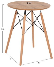 ΤΡΑΠΕΖΙ ΣΤΡΟΓΓΥΛΟ MINIMAL HM0060.04 ΦΥΣΙΚΟ ΧΡΩΜΑ MDF-ΠΟΔΙΑ ΟΞΙΑΣ ΣΕ ΦΥΣΙΚΟ ΧΡΩΜΑ Φ60Χ76Υεκ.