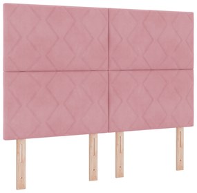 vidaXL Κρεβάτι με Στρώμα Ροζ 160x200 εκ Βελούδο