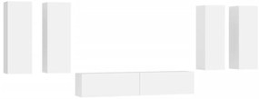 vidaXL Σετ Επίπλου Τηλεόρασης 6 Τεμαχίων Λευκό από Επεξεργασμένο Ξύλο
