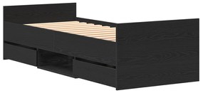 vidaXL Κρεβάτι χωρίς Στρώμα Μαύρη Δρυς 75x190 εκ Επεξεργασμένο Ξύλο