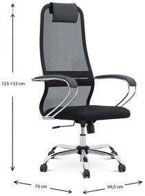 Καρέκλα γραφείου Lord Megapap με ύφασμα Mesh χρώμα μαύρο 66,5x70x123/133εκ.
