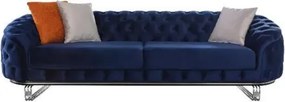 Σετ Σαλονιού 3 + 3 + 1 σε μπλε και μπεζ χρώμα 240x71x97 cm