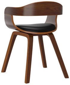 Καρέκλα Τραπεζαρίας Μαύρη από Λυγισμένο Ξύλο &amp; Συνθετικό Δέρμα - Μαύρο