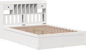 vidaXL Σκελετός Κρεβ. Χωρίς Στρώμα Λευκό 140x190 εκ Μασίφ Πεύκο
