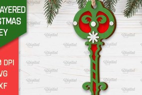 Σετ των 3 Intra απο ξύλο plywood 3mm-4mm πάχος Σχέδιο κοπής με λέιζερ Χριστουγεννιάτικο στολίδι με κλειδί Δίασταση 8x8 cm INTRAFABR-103294565