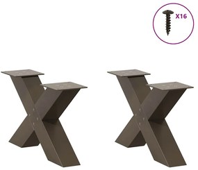 vidaXL Πόδια Τραπεζιού Σαλονιού σε Σχήμα Χ, 2 τεμ. από Φυσικό Ατσάλι 60x(30-31) εκ. Ατσάλι