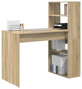 vidaXL Γραφείο με Αποθήκευση Καρυδιά Sonoma 113x54x120 εκ. Κατασκευασμένο Ξύλο