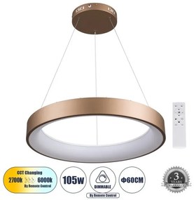 Κρεμαστό Φωτιστικό Οροφής LED 105W 12075lm SALEM Globostar-61248-Καφέ 61248